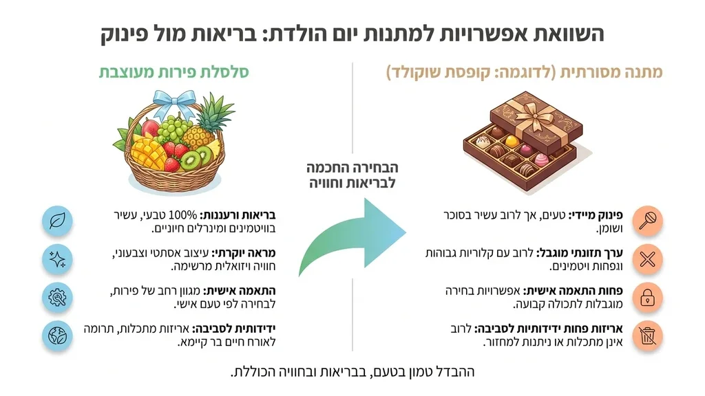 משלוח סלסלת פירות מעוצבת למתנת יום הולדת