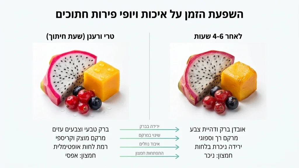 מגש פירות מעוצב עם פירות טרופיים חתוכים