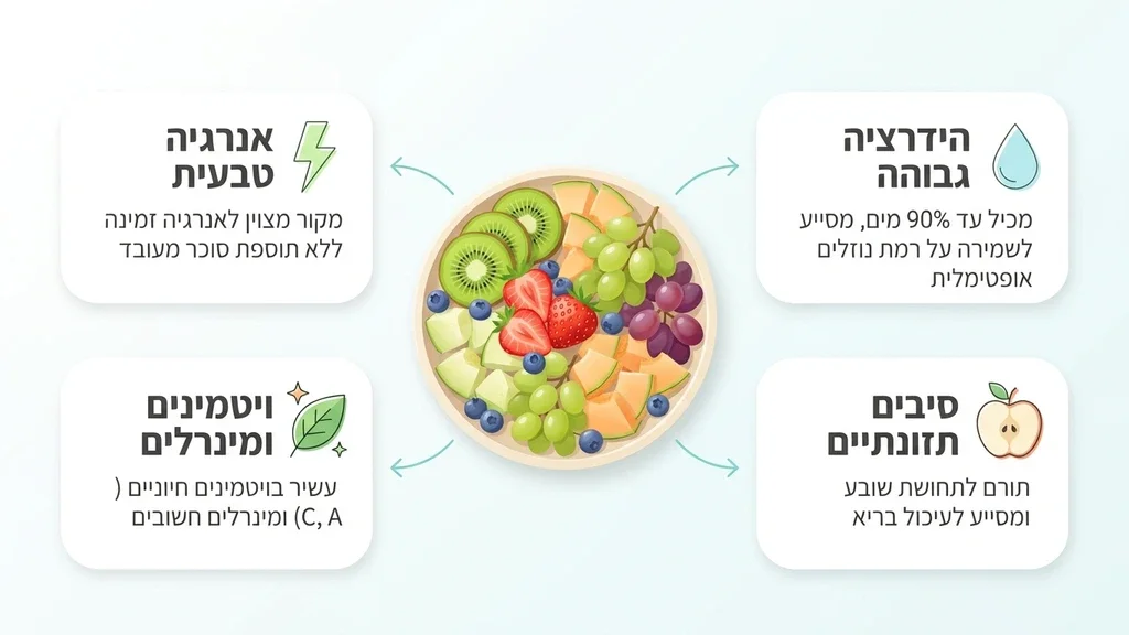 אחרי טבלת ההשוואה בין פירות לקינוחים, ממחיש את המראה המרענן והבריא. שולחן ישיבות עסקי עם מגש פירות צבעוני ומרענן במרכז